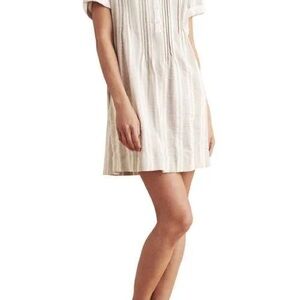 Faherty Gemina Striped Cream Short Sleeve Dress